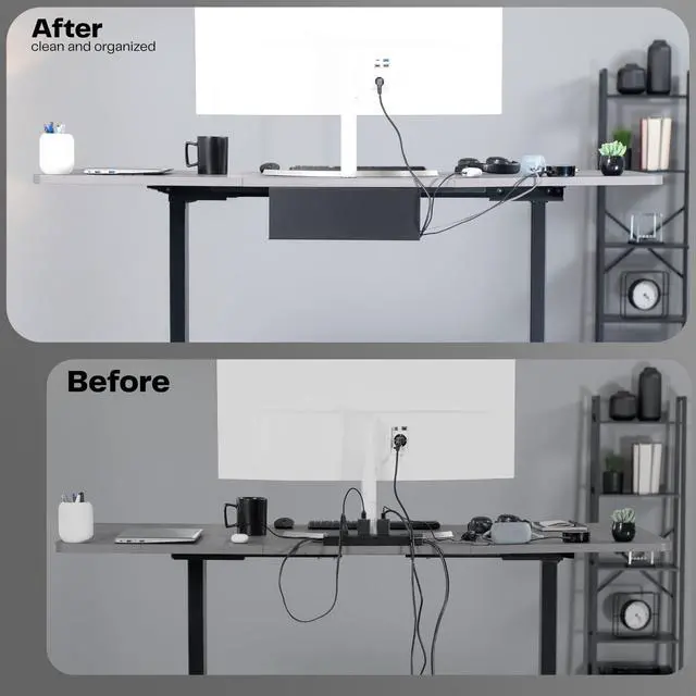 Alt view image 11 of 14 - Under Desk 17 inch Cable Management Trays, Power Strip Holders, Cord Organizers, Wire Tamers for Office and Home, Black, 2 Pack, DESK-AC06-2C