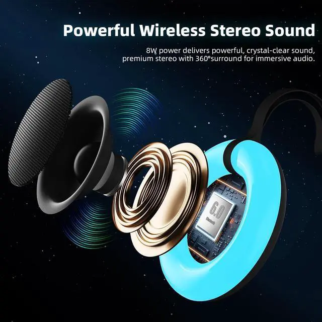 Alt view image 10 of 12 - IPX7 Waterproof Speaker with Dynamic LED Light,Bluetooth Shower Speaker,Portable Bluetooth Speakers,Floating, True Wireless Stereo for Outdoor/Pool/Beach,BT5.3/TF-Card,Ideal Gifts(Black)