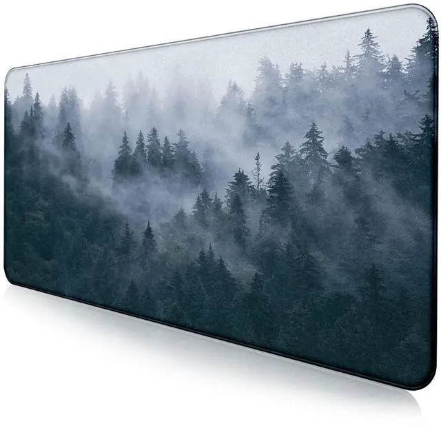 Alt view image 8 of 14 - Large Extended Gaming Mouse Pad with Stitched Edges, Non-Slip Waterproof Rubber Base Mouse Pad for Office, Computer, Keyboard, Laptop and Home Desk Pad 35.4 x 15.7 x 0.12 Inch (Grey Forest)