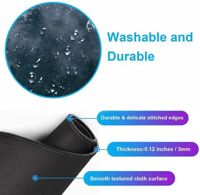 Alt view image 13 of 14 - Large Extended Gaming Mouse Pad with Stitched Edges, Non-Slip Waterproof Rubber Base Mouse Pad for Office, Computer, Keyboard, Laptop and Home Desk Pad 35.4 x 15.7 x 0.12 Inch (Grey Forest)