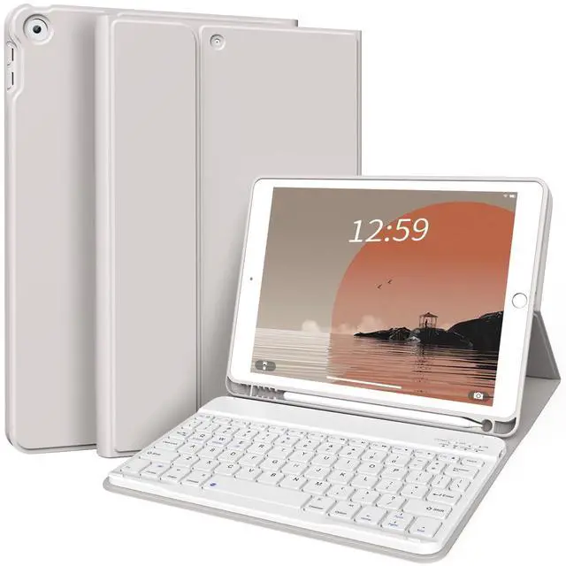 Alt view image 8 of 14 - Case with Keyboard for iPad 9th/8th/7th Generation 10.2 inch 2021/2020/2019 Detachable Wireless Bluetooth Keyboard Cover Thin & Light with Left Side Pencil Holder Auto Wake/SleepGray
