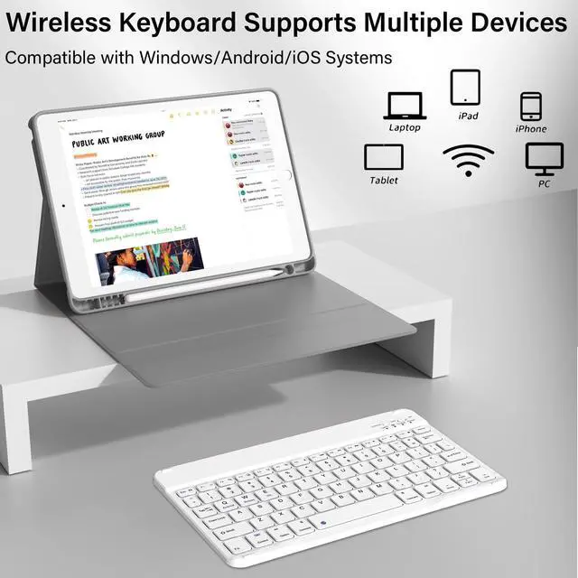 Alt view image 12 of 14 - Case with Keyboard for iPad 9th/8th/7th Generation 10.2 inch 2021/2020/2019 Detachable Wireless Bluetooth Keyboard Cover Thin & Light with Left Side Pencil Holder Auto Wake/SleepGray