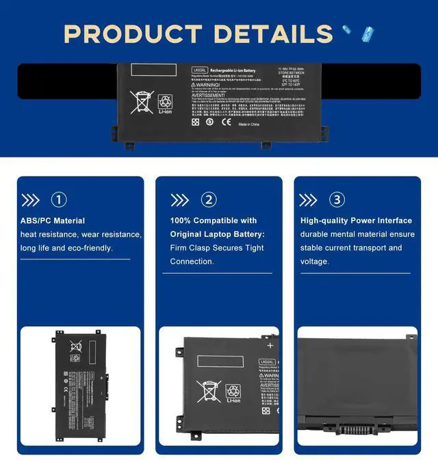 Alt view image 11 of 14 - LK03XL Replacement Battery for HP Envy x360 15m-cn0012dx/15m-cn0011dx Convertible Laptop, 3-Cell 52.5WH Li-ion Battery Compatible with LK03XL/LK03, CE/FCC/RoHS Certified, 12-Month Warranty