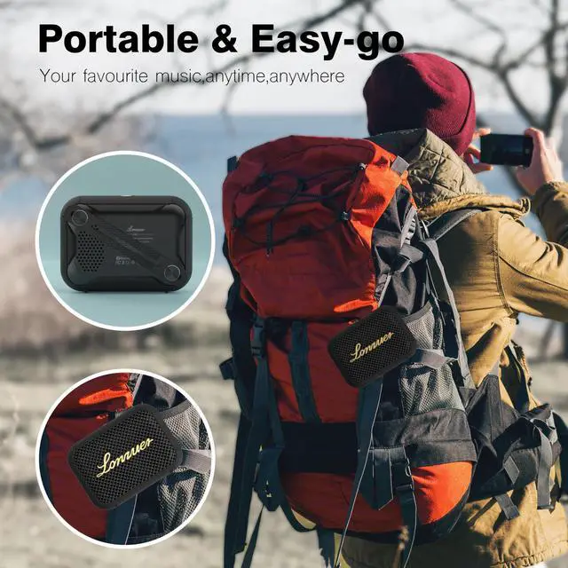Alt view image 13 of 14 - IPX7 Waterproof Shower Bluetooth Speaker, Portable Small Speaker, Speakers Bluetooth Wireless Loud Clear Sound Support Handle for Kayak Canoe Mountain Bike Beach Gift (Black)