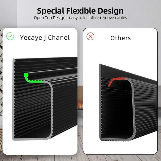 Alt view image 13 of 14 - 94.2in Cable Management, Cable Organizer,Adhesive Mount Cord Organizer for Desk, Cord Organizer, No-Drill Desk Wire Management for Home Office, Baby proofing, Black