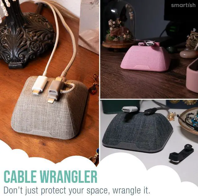 Alt view image 13 of 14 - Magnetic Cord Holder - Cable Wrangler Organizer with Magnet Clips for Charger Management on Desktop, Nightstand for USB-C + Lightning - Lightly Toasted Beige