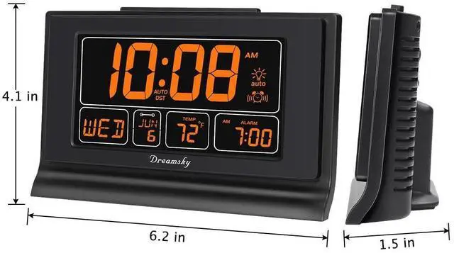Alt view image 12 of 12 - Digital Alarm Clock with Battery Backup, 5 Inch Large Display, Auto Set Clock, USB Charging Ports, 12/24H