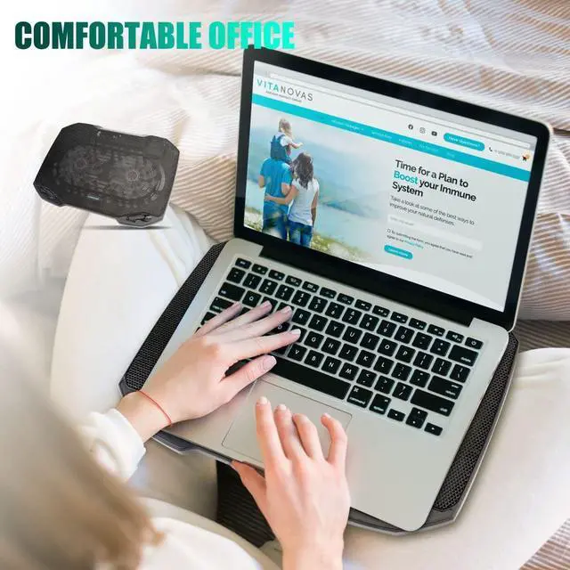 Alt view image 10 of 14 - Laptop Cooling Pad, Gaming Laptop Cooler with 2 Quiet Big Fans, RGB 7 Color Light Change, Portable USB Laptop Stand 11 to 15.6 Inch, Slim and Easy Carry Working Study Outdoor Travel