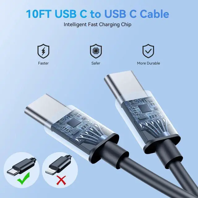 Alt view image 12 of 14 - 45W Samsung Super Fast Charger,2Pack Dual Port Samsung Charger Fast Charging,Quick Double Type C Android Phone Charger Block 10FT Long USB C Cable for Samsung Galaxy S26 Ultra/S26+/S25/S24/S23/S22/S21