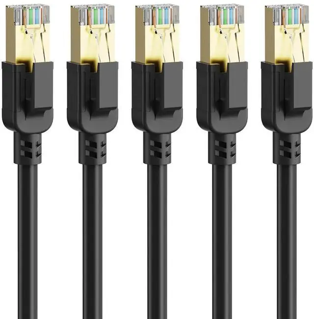Alt view image 8 of 14 - Cat 8 Ethernet Cable 6 ft-5Pack,RJ45 40Gbps 2000Mhz Patch Cord, Indoor&Outdoor High Speed Network Cable, 26AWG Heavy Duty Direct Burial Shielded SFTP Lan Wire, in Wall&Weatherproof for Router Black