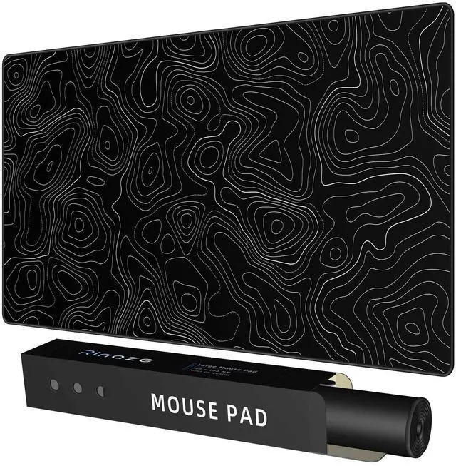 Alt view image 8 of 14 - Extra Large Gaming Mouse Pad with Black Topographic, XXL Mousepad, Big Mouse Mat Desk Pad, Non Slip Keyboard Pad for Gaming Computer Laptop PC Office Desk Accessories
