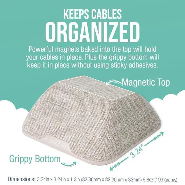 Alt view image 9 of 14 - Magnetic Cord Holder - Cable Wrangler Organizer with Magnet Clips for Charger Management on Desktop, Nightstand for USB-C + Lightning - Lightly Toasted Beige
