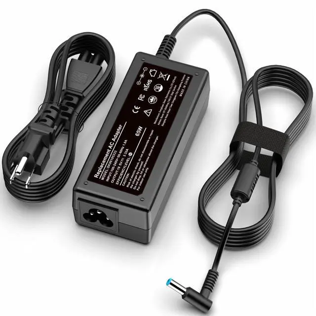 Alt view image 5 of 8 - Replacement for HP Laptop Charger 65W 45W Computer Charger Smart Blue Tip Power Adapter