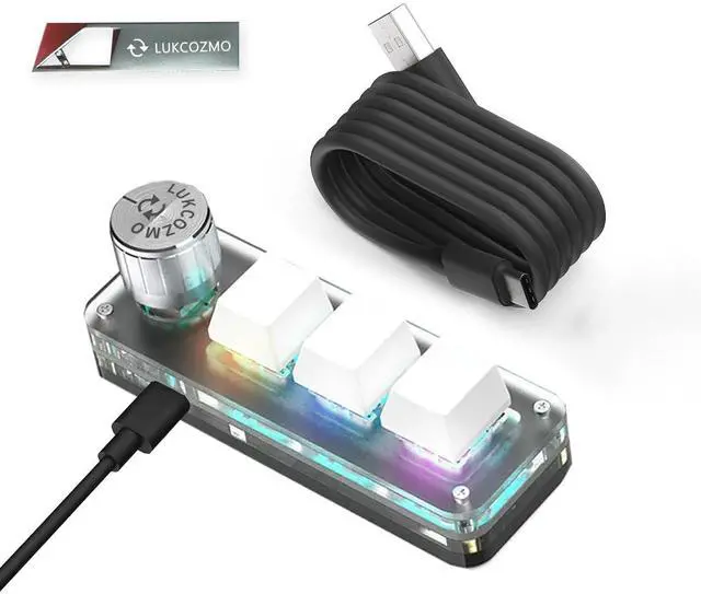 Alt view image 8 of 14 - Macro Pad Macropad Macro Programmable Keypad Customized 3-Key Mini Mechanical Gaming Keyboard, One Handed Keyboard RGB LED Backlit OSU Multifunctional Macropad wtih Knob Type C 1m Cable
