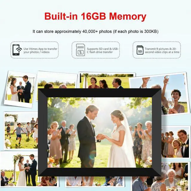 Alt view image 13 of 14 - 10.1" Digital Frames for Photos, 1280 * 800 HD IPS WiFi Picture Frame Digital, AI-Generated Images,16GB, Auto-Rotate, Share Photos/Videos via APP,Send Wishes,Picture Gifts for Valentine's Day
