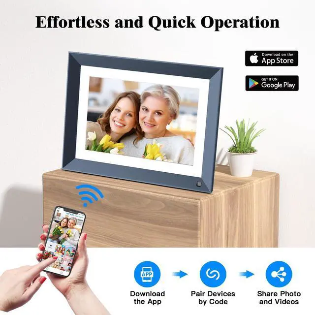 Alt view image 10 of 14 - 10.1-inch Digital Picture Frame Smart-Photo-Frame - Digital Frame with 1920 * 1200 IPS Touch Screen, Auto Rotate, 16GB Storage, Load Photos Videos from Phone via App or Email, Birthday Gifts for Mom