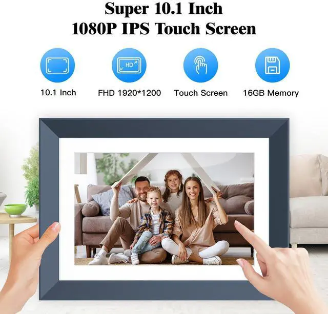 Alt view image 9 of 14 - 10.1-inch Digital Picture Frame Smart-Photo-Frame - Digital Frame with 1920 * 1200 IPS Touch Screen, Auto Rotate, 16GB Storage, Load Photos Videos from Phone via App or Email, Birthday Gifts for Mom