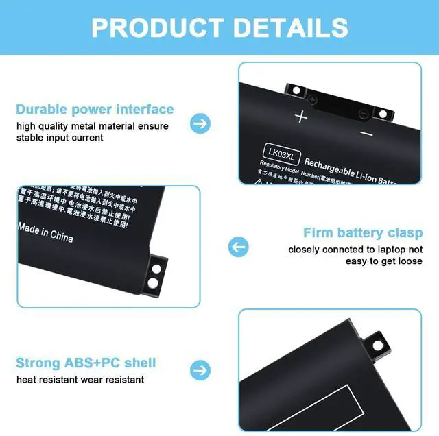 Alt view image 13 of 14 - LK03XL Battery Compatible with HP Envy X360 Convertible Notebook 15m-cn0xxx 15m-cn0012dx 17m-ae0xx 15m-bp 17-ae1xx 15-bq2xx 17t-ce 15m-cn0011dx 15m-bp112dx LKO3XL 916814-855 L09281-855