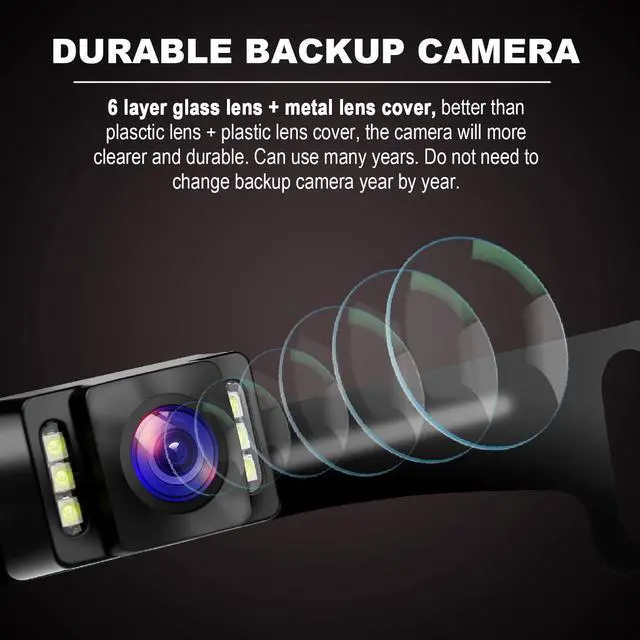 Alt view image 9 of 14 - Car Backup Camera HD Rear View Camera License Plate Backup Camera with Wide View Angle 6 LED Night Vision Waterproof Front & Back up Camera, Guide Line On/Off
