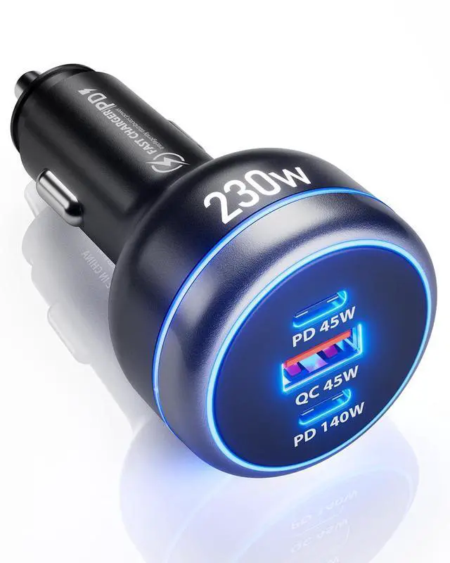 Alt view image 8 of 14 - 230W USB C Fast Car Charger, 3-Ports Mutiple Car Charger Adapter, Fast Charging PD140W/PPS63W/QC45W Compatible with iPhone16/15Pro/MacBook/iPad/Laptop/SamsungS24,Cigarette Lighter USB Charger