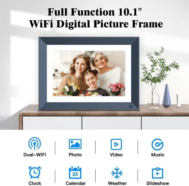 Alt view image 12 of 14 - 10.1-inch Digital Picture Frame Smart-Photo-Frame - Digital Frame with 1920 * 1200 IPS Touch Screen, Auto Rotate, 16GB Storage, Load Photos Videos from Phone via App or Email, Birthday Gifts for Mom