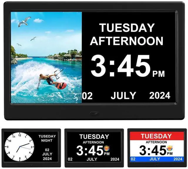 Alt view image 7 of 12 - 2026 Digital Clock with Dynamic Photo Frame Display Time, Date, Month, and Year Large-Font Clock for The Elderly