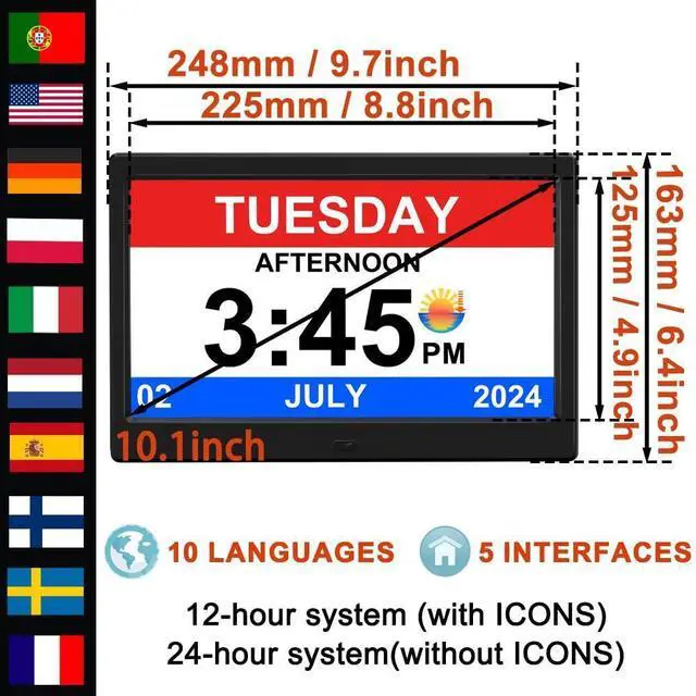 Alt view image 12 of 12 - 2026 Digital Clock with Dynamic Photo Frame Display Time, Date, Month, and Year Large-Font Clock for The Elderly