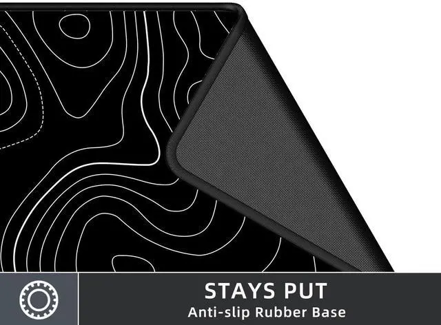 Alt view image 9 of 14 - Extra Large Gaming Mouse Pad with Black Topographic, XXL Mousepad, Big Mouse Mat Desk Pad, Non Slip Keyboard Pad for Gaming Computer Laptop PC Office Desk Accessories