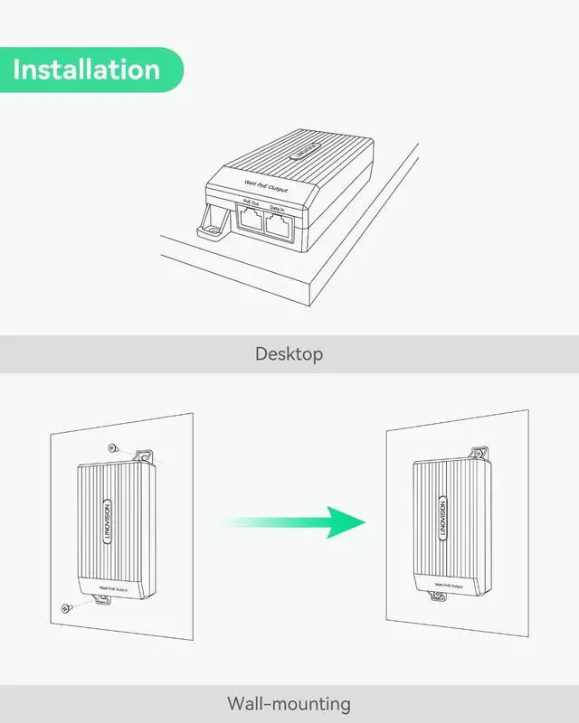 Alt view image 14 of 14 - Gigabit 30W PoE+ Injector with LED Screen to Indicate Power Output, AC100-240V Input, IEEE802.3af/at 30W Power and Data Output for IP Camera, Wireless AP, VoIP Phone, 3-Year Warranty