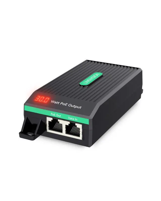 Alt view image 8 of 14 - Gigabit 30W PoE+ Injector with LED Screen to Indicate Power Output, AC100-240V Input, IEEE802.3af/at 30W Power and Data Output for IP Camera, Wireless AP, VoIP Phone, 3-Year Warranty