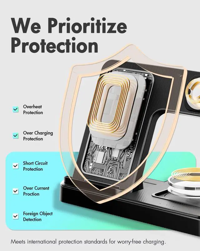 Alt view image 13 of 14 - Wireless Charger iPhone Charging Station: 3 in 1 Charger Stand Multiple Devices for Apple - iPhone 17 16e 16 15 14 Pro Max 13 12 11 - Watch 11 10 9 8 7 6 5 4 3 2 SE and Ultra Series - Airpods 4 3 Pro
