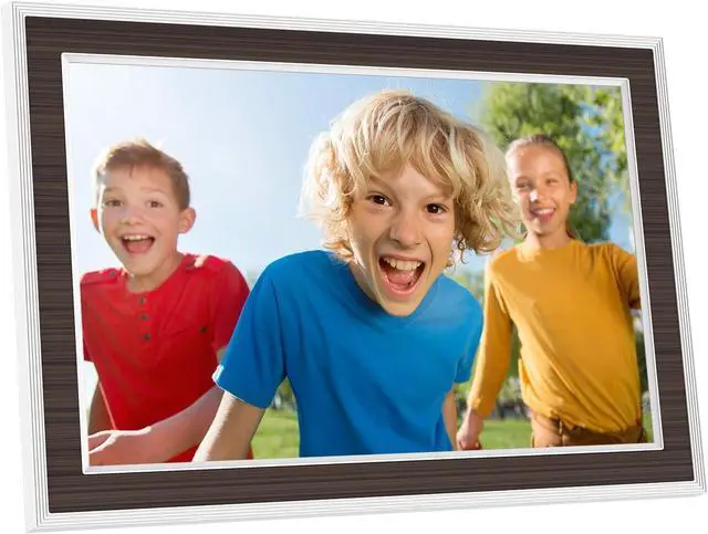 Alt view image 7 of 12 - Digital Picture Frame 10.1 Inch, WiFi Digital Photo Frame with 16GB Storage, IPS HD Touchscreen, Instant Photo & Video Upload via Uhale APP, Wall-Mounted, for Mom, Housewarming Wood