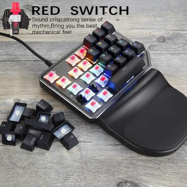 Alt view image 12 of 14 - K27 One-Handed Mechanical Mini Gaming Keypad 27 Keys, 9 LED Backlit USB Wired Mechanical Gaming Keyboard for Pro Keyboard Computer/PC/Desktop/Laptop/Mac