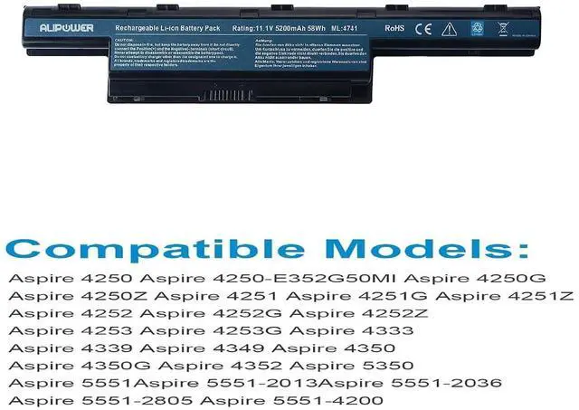 Alt view image 11 of 14 - Laptop Battery Replacement for Compatible AS10D31 AS10D41 AS10D51 AS10D61 AS10D71 AS10D73 AS10D75 AS10D81 5250 5336 5551 5552 5560 5733Z AS5741 7251 7551 7741 7750 Gateway NV55C NV50A NV53A NV59C
