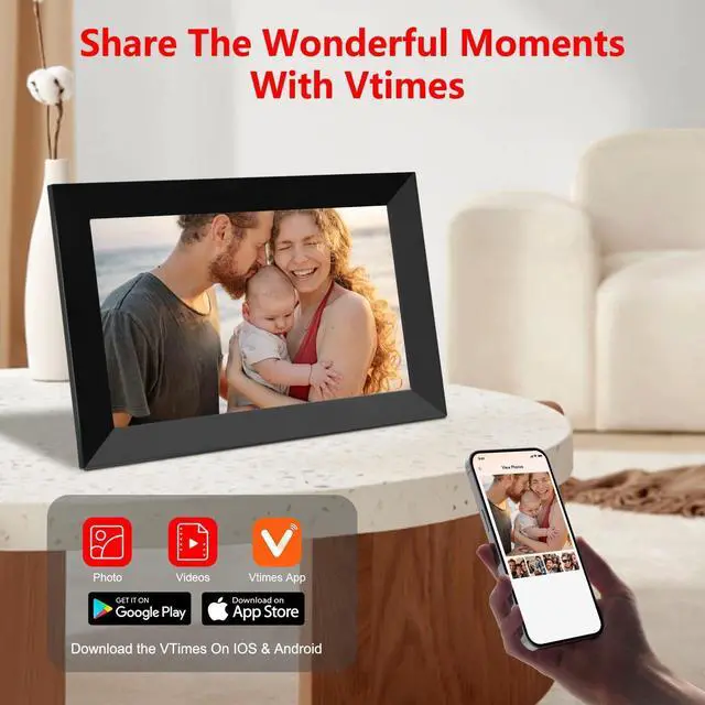 Alt view image 11 of 14 - 10.1" Digital Frames for Photos, 1280 * 800 HD IPS WiFi Picture Frame Digital, AI-Generated Images,16GB, Auto-Rotate, Share Photos/Videos via APP,Send Wishes,Picture Gifts for Valentine's Day