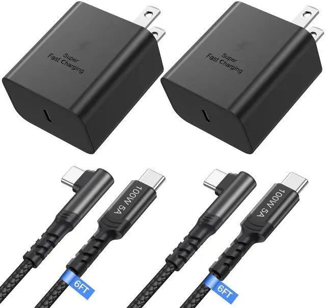 Alt view image 8 of 14 - Super Fast Charger Type C, 45W USB C Charger Type C Fast Charging Block with 6FT Right Angle 5A USB C Cable for Samsung Galaxy S26 S25 S24 Ultra S24+ S23 Plus S23 S22 S21,Tab S7 S8 S9 FE S10+