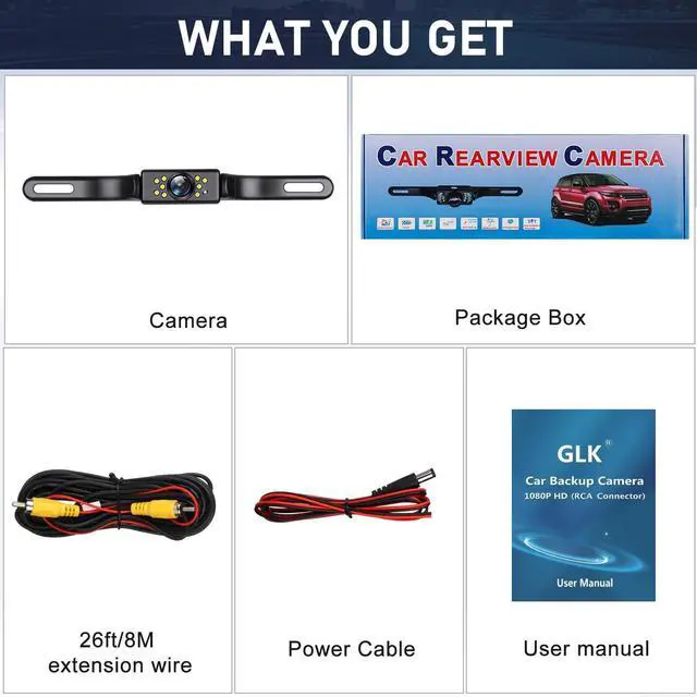 Alt view image 14 of 14 - Backup Camera, AHD 1080P Rear View License Plate Camera, Night Vision Reverse Camera with 9 LEDs, Wide Angle IP69K Waterproof Rear Camera for 12-24V Car Vehicle SUV RV