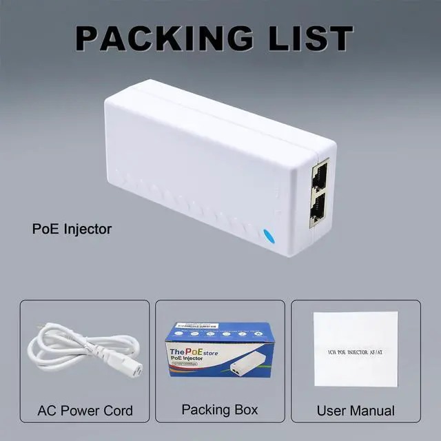Alt view image 12 of 14 - Gigabit PoE+ Injector Converts Non-PoE to PoE+ (802.3af/at), 30W Power, Plug & Play, Up to 328ft (100m) Range, White Ideal for IP Cameras, VoIP Phones & More