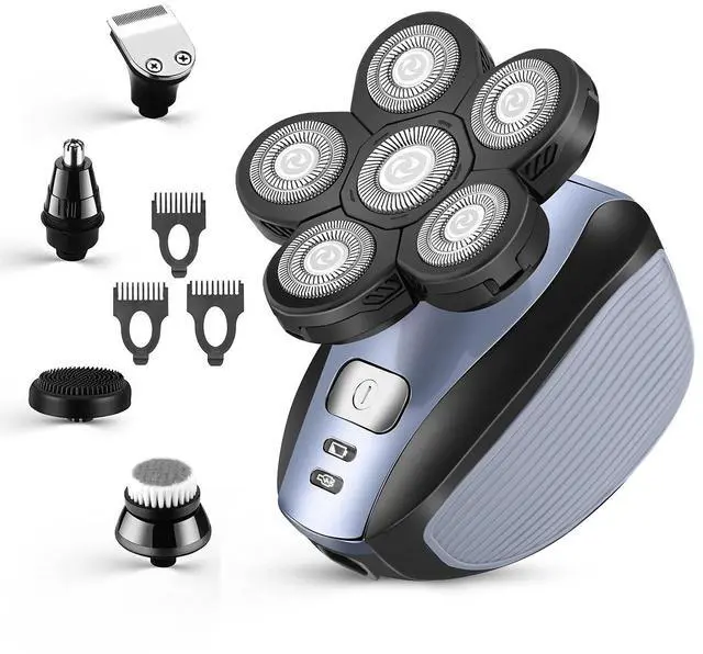 Alt view image 8 of 14 - Head Shavers for Men - Upgraded Multifunctional Bald Head Shaver, Waterproof Electric Razor for Men Cordless Rechargeable Shaving Grooming Kit (Blue)