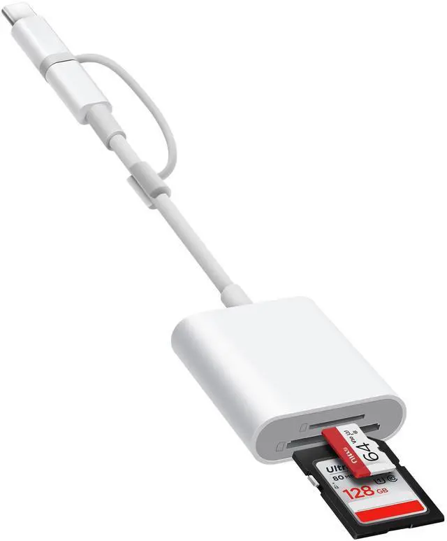 Alt view image 8 of 14 - SD Card Reader for iPhone, SD Card Adapter with Lightening & USBC Dual-Connector for iPhone 5-14, USB-C iPhone 15, iPad, Mac or MacBook, Supports SD MicroSD Trail Camera Viewer, Plug and Play