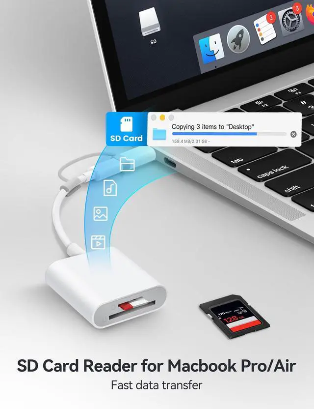 Alt view image 11 of 14 - SD Card Reader for iPhone, SD Card Adapter with Lightening & USBC Dual-Connector for iPhone 5-14, USB-C iPhone 15, iPad, Mac or MacBook, Supports SD MicroSD Trail Camera Viewer, Plug and Play