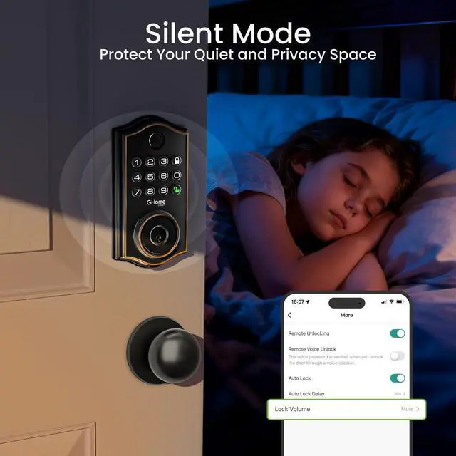 Alt view image 14 of 14 - Deadbolt Lock, Fingerprint Code Keyless Entry Door Lock for Front Door, Auto Lock, App Control, Digital Keypad deadbolt, Smart Door Lock for Home Airbnb Apartment Hotel Garage, Black