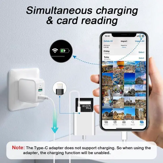 Alt view image 10 of 14 - SD Card Reader for iPhone iPad,Micro SD Card Reader Memory Card Reader Plug and Play Trail Camera SD Card Adapter,Simultaneous Charging and Reading