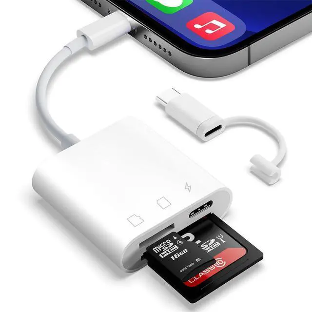 Alt view image 8 of 14 - SD Card Reader for iPhone iPad,Micro SD Card Reader Memory Card Reader Plug and Play Trail Camera SD Card Adapter,Simultaneous Charging and Reading
