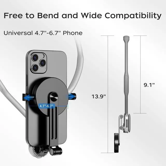 Alt view image 11 of 12 - Magnetic Neck Mount for Phones, POV Phone Holder Hand Free Chest Stand Video Recording Vlog for iPhone 16 15 14 13 Android Phones