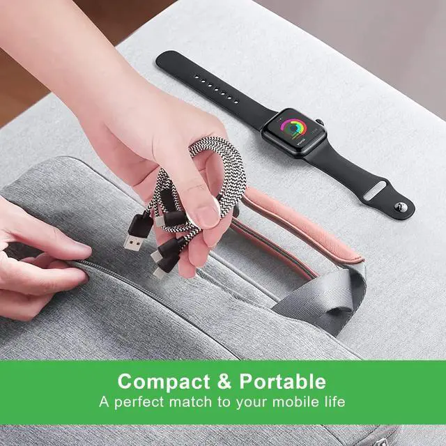 Alt view image 13 of 14 - Multi Charging Cable for Apple Watch Charger (6FT) 4 in 1 Braided Cord for Multiple Devices, USB C/Micro/Multi Charger Compatible with iWatch Series 111, iPhone 17/16/15/14, iPad