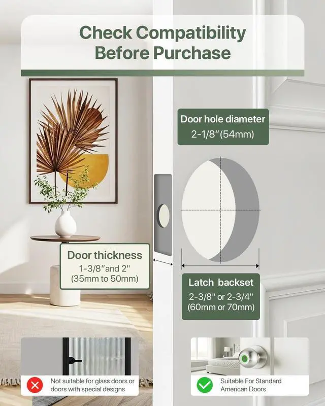 Alt view image 14 of 14 - Fingerprint Door Knob, Biometric Door Lock with Auto Lock, Passage Mode, Rechargeable Battery, Thumbprint Entry Door Knob for Bedroom, Office, Apartment & Front Door