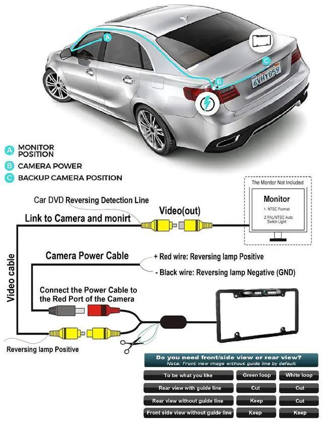 Alt view image 14 of 14 - License Plate Backup Camera HD Front Rear View Reverse Camera with 7 LED Night Vision 170 Degree Viewing Angle, Waterproof, for Cars