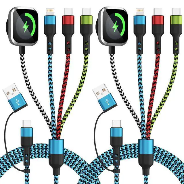 Alt view image 6 of 10 - Travel Essentials,USB A/C 4 in 2 Multi Charging Cable for i Watch Charger/Type C Charger/IP Port,Travel Chargers for Multiple Devices, Portable Designed for iWatch &iPhone 17-12 5FT