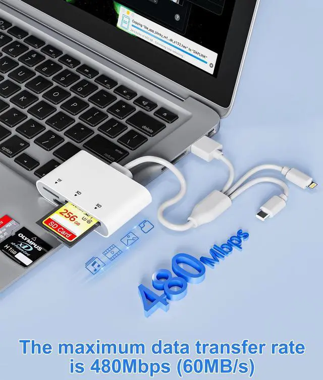 Alt view image 13 of 14 - SD Card Reader for iPhone with USB-C & Lightning - 3-in-1 SD MicroSD xD-Picture Cards Memory Card Reader, Compatible with iPhone 16/15/14, iPad, MacBook, Android, Camera & PC